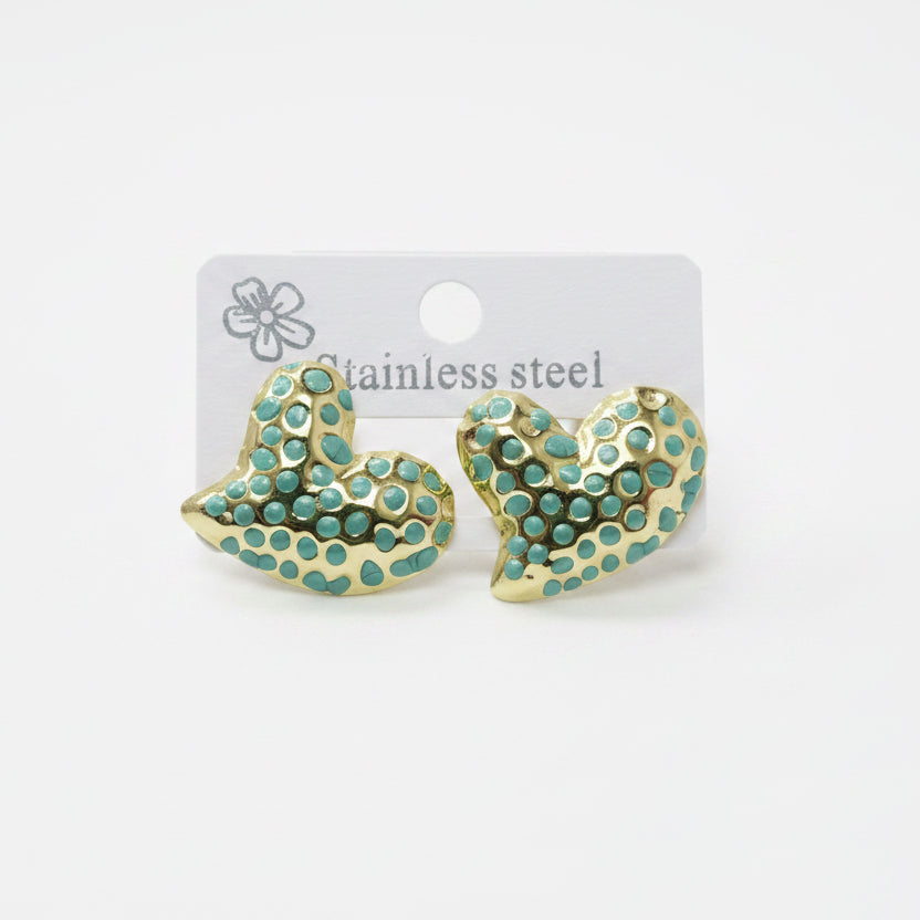 Boucles d’oreilles green heart